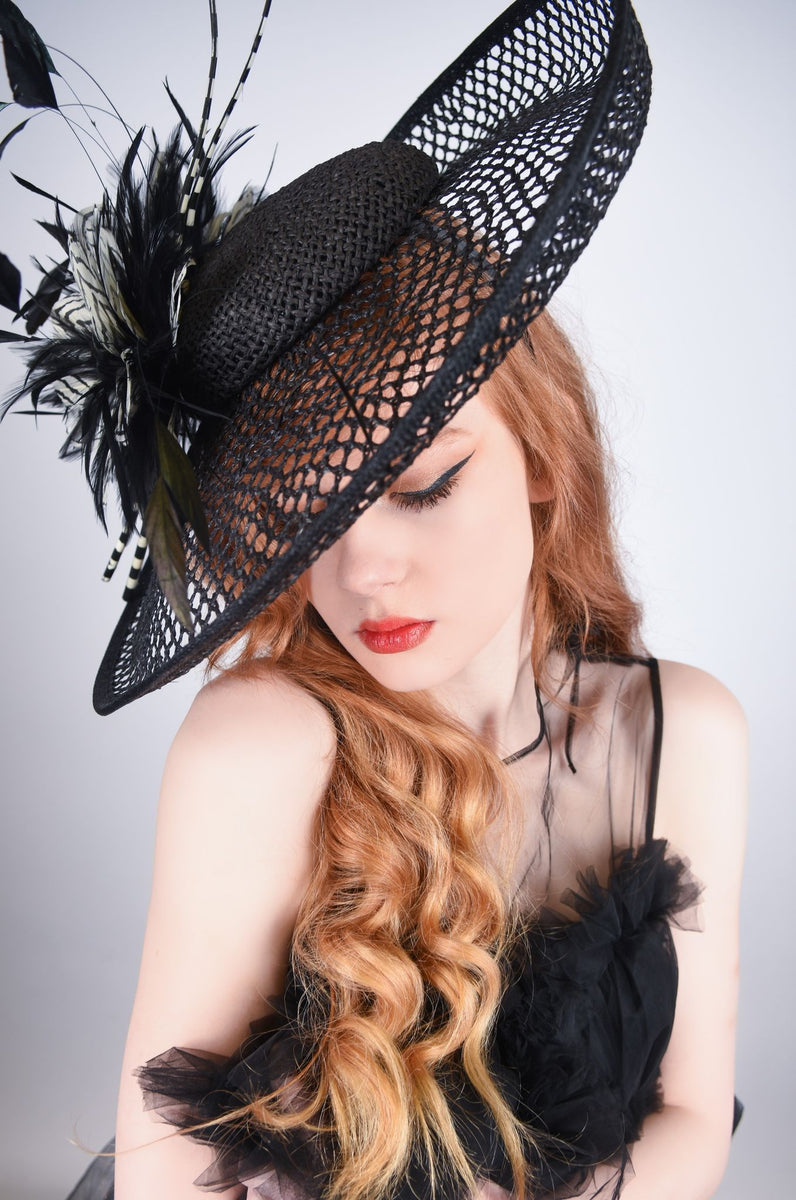 Large Black Hatinator Fascinator Chanix Millinery