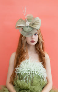 Sage Green Pillbox Brimmed Fascinator