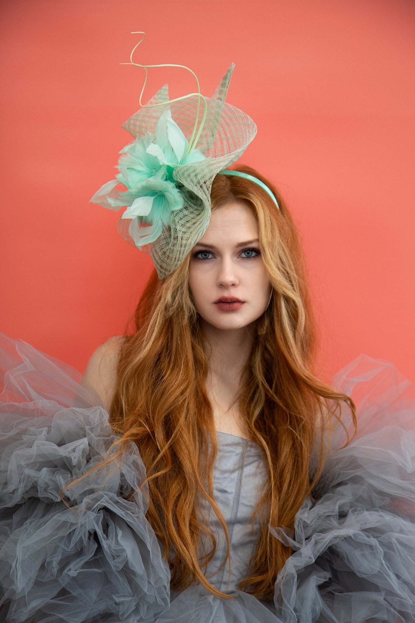 Pastel Green Feathered Fascinator