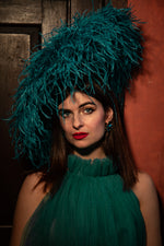 ROBYN - Jade Large Ostrich Feather Saucer Hatinator / Fascinator