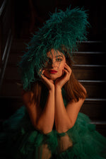 ROBYN - Jade Large Ostrich Feather Saucer Hatinator / Fascinator