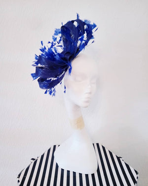 Royal Blue Feathery Looped Fascinator