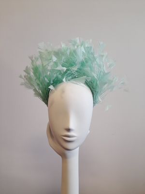 Mint green feathered headband / fascinator