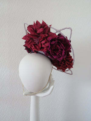 Lilac and Pink Wired Brim Pill Box Fascinator / Hatinator