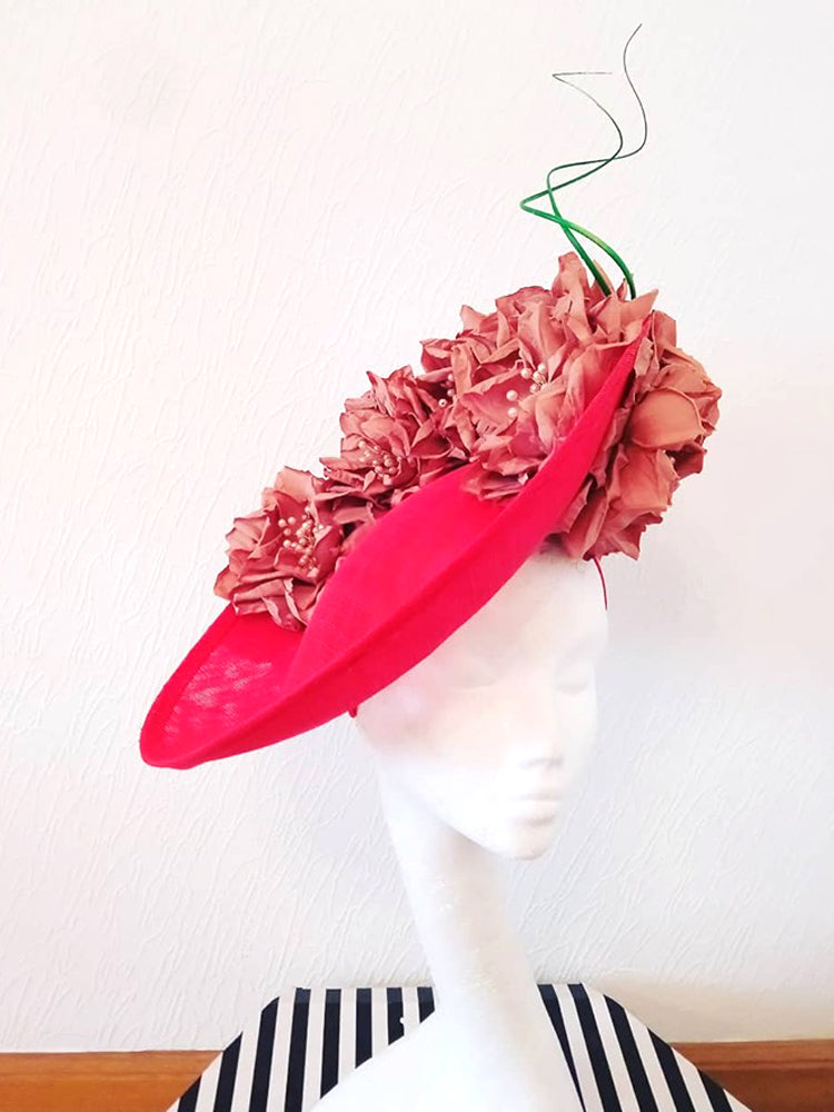 Blood Orange Upturned Saucer Hat Fascinator