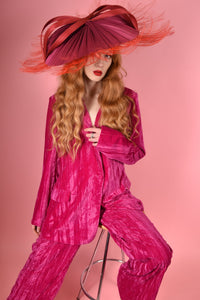 Fuchsia and Red Statement Saucer Headpiece