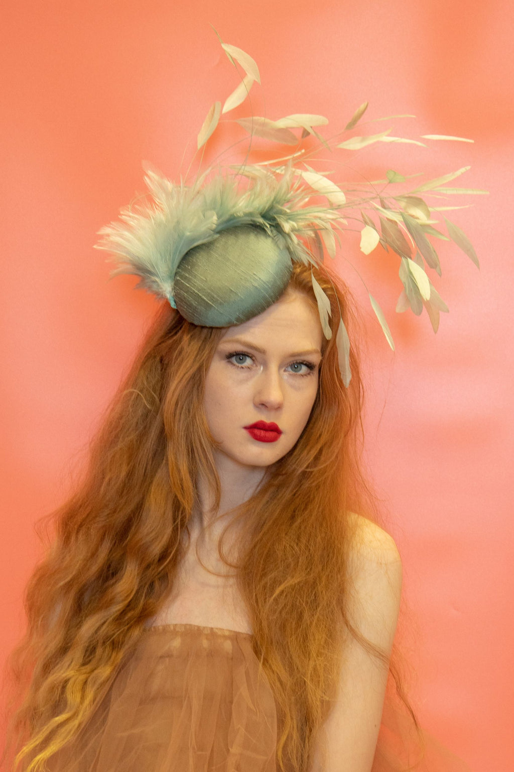 Green Feathered Pillbox Fascinator