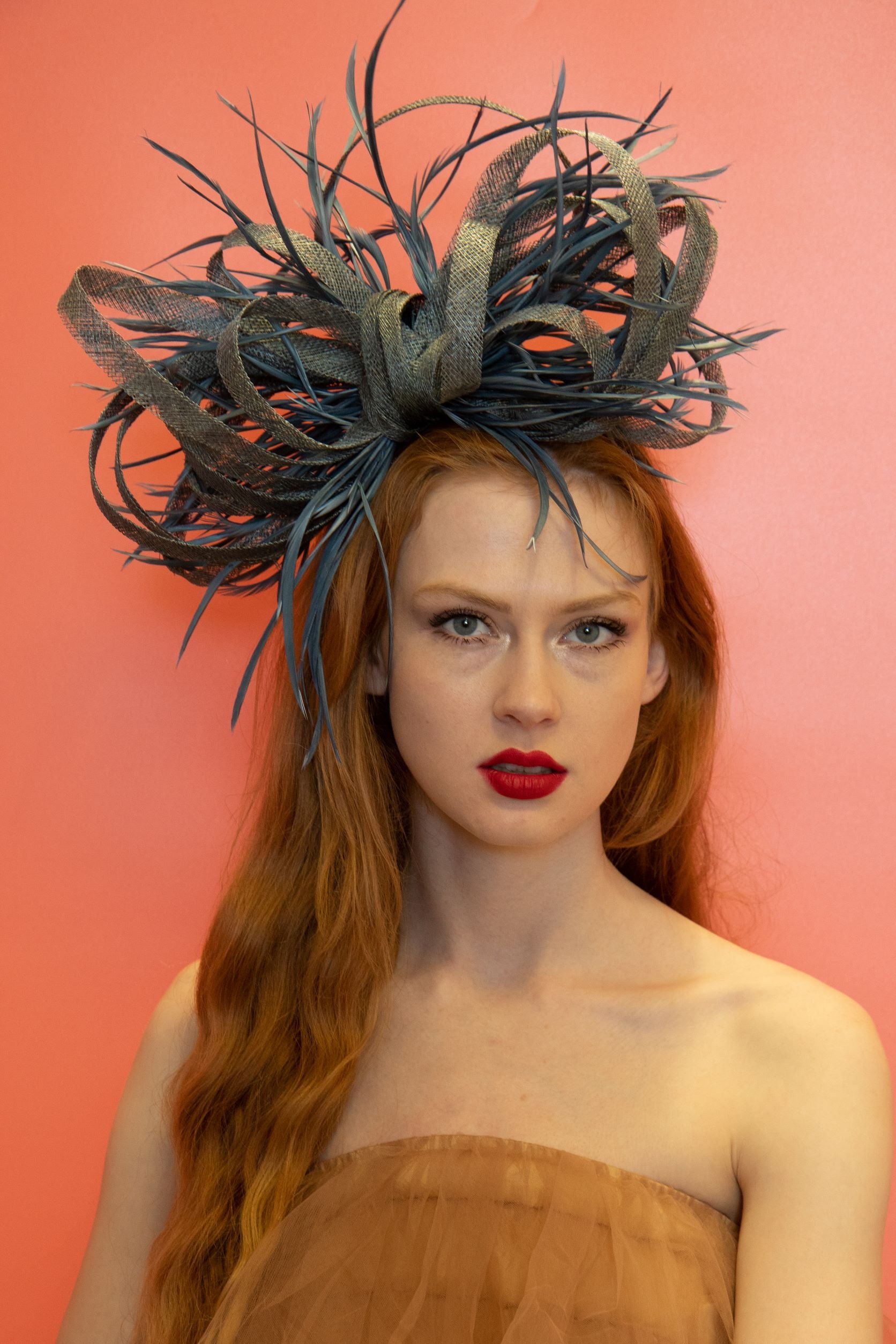 Blue Looped Feathered Fascinator