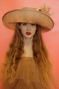 Brenton Large upturned Wedding Hat in Nude