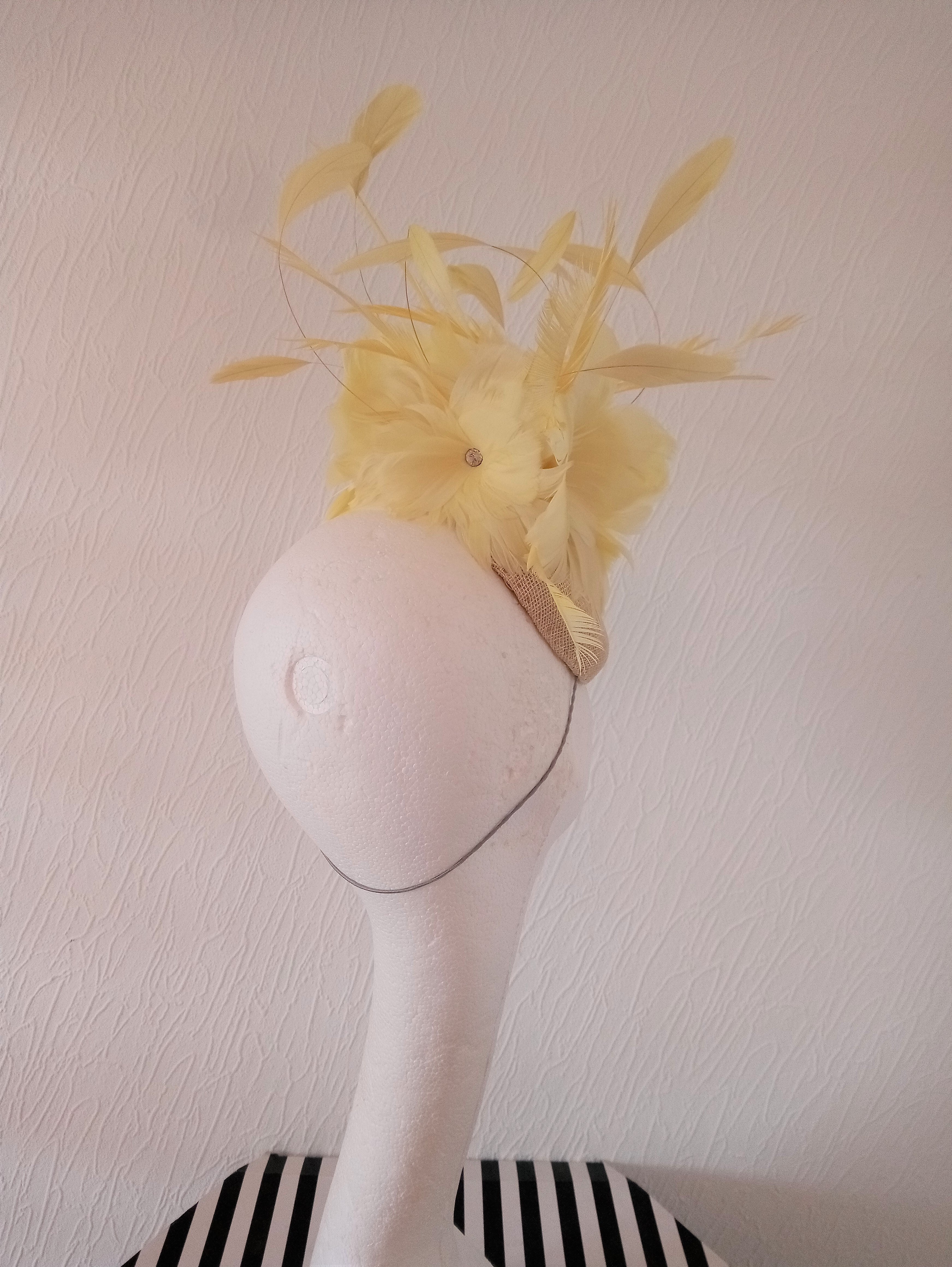 Primrose Yellow Feathered Fascinator