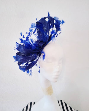 Royal Blue Feathery Looped Fascinator