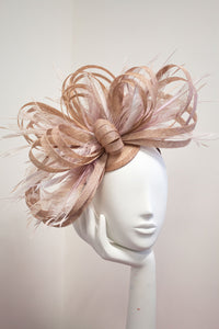 Nude Pink Looped Feathered Fascinator